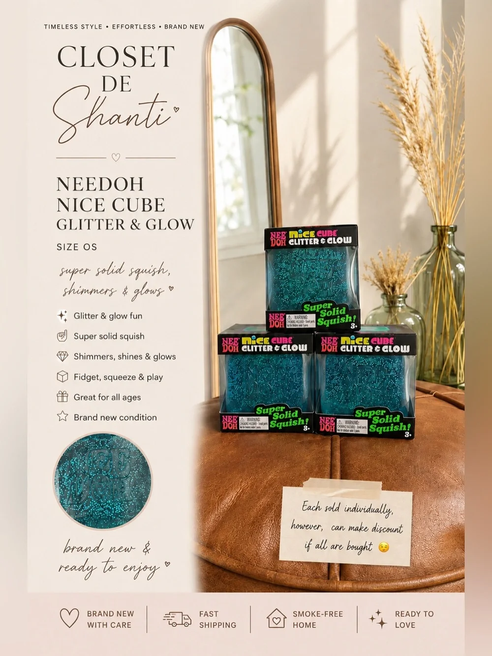 ✨💙 NeeDoh Nice Cube Glitter & Glow 💙✨